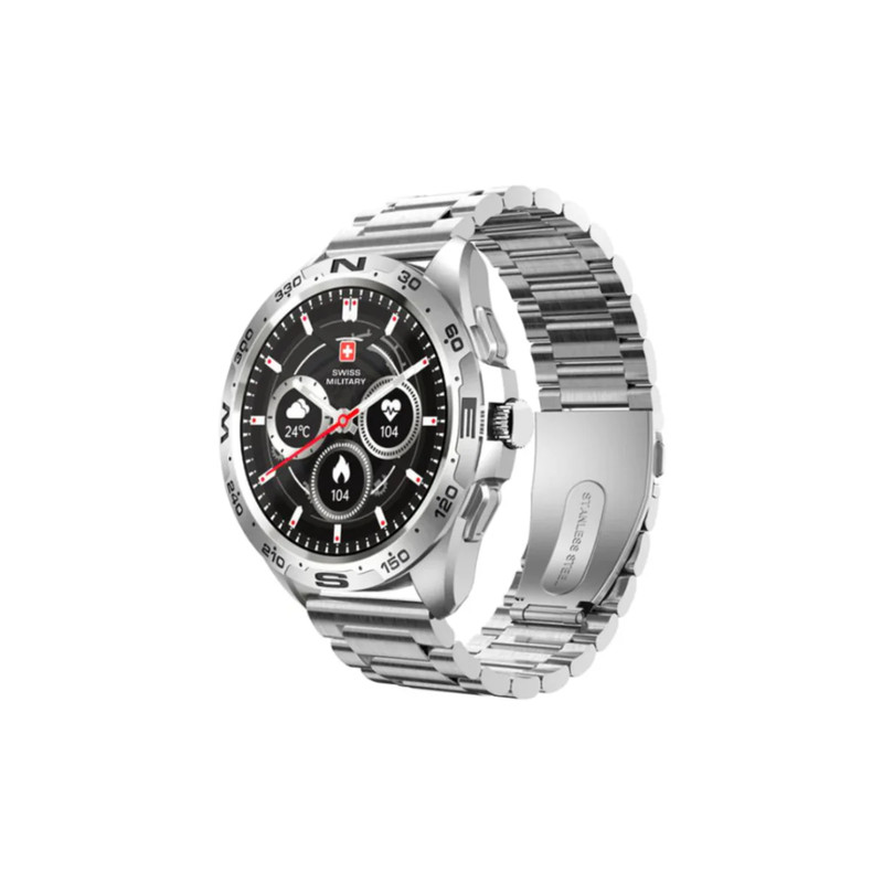 Swiss Military Dom Smart Watch Metal Strap - Silver - ساعة ذكية